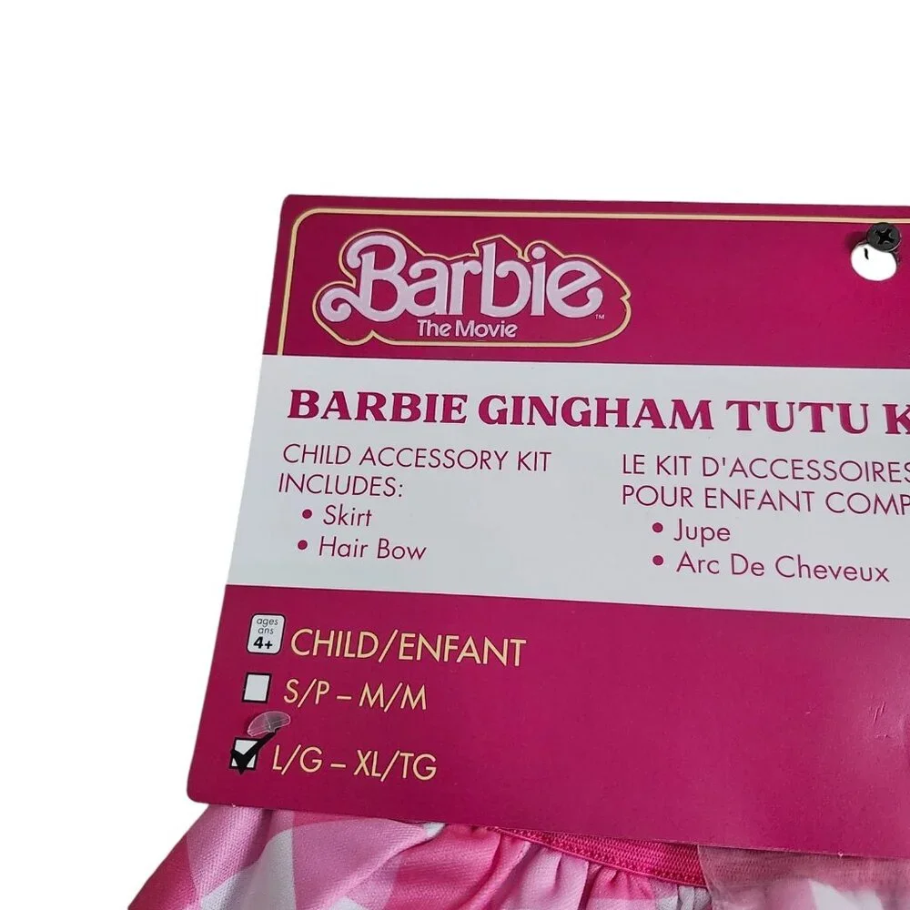 Barbie Movie Girls‎ Pink Gingham TuTu Kit Halloween Costume Size L/XL-NWT